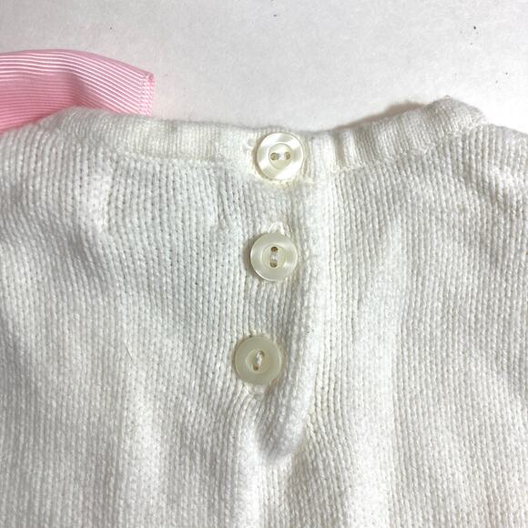 ❤️5/$25 SALE Fair Isle White Pink Cozy Knit Bow Button Long Sleeve Sweater Dress - Picture 8 of 8